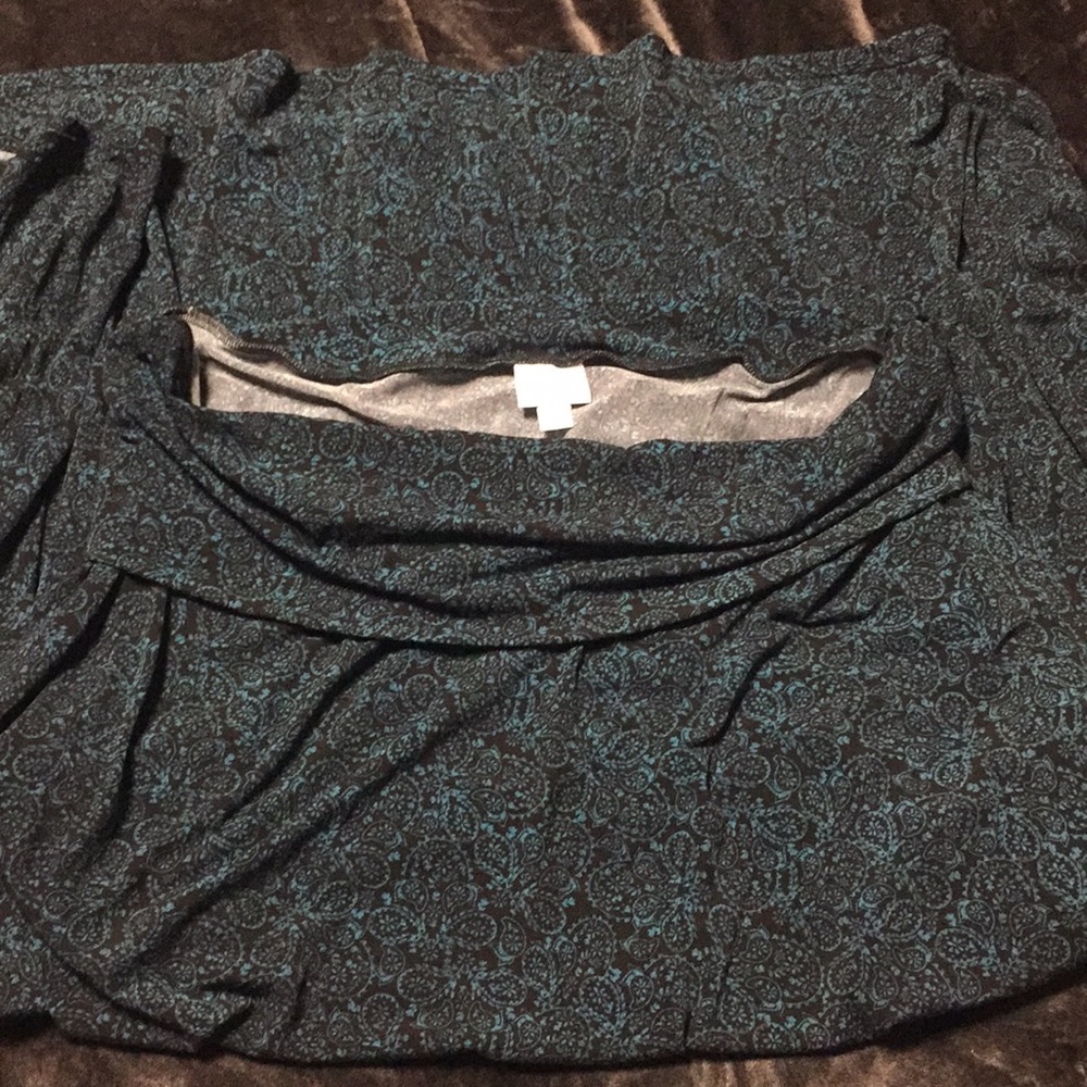 NWOT LulaRoe 2XL Black and Teal Paisley Maxi Skirt
